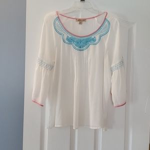NINE WEST VERY SHEER SUMMER BLOUSE